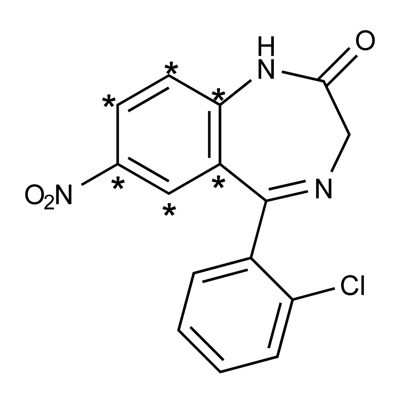 Clonazepam (ring-[𝑎]-¹³C₆, 98%) 50 µg/mL in methanol, CP 95%
