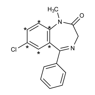 Diazepam (ring-[𝑎]-¹³C₆, 98%) 50 µg/mL in methanol, CP 95%