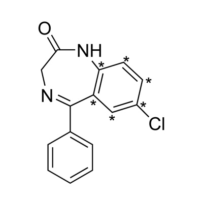 Nordiazepam (ring-[𝑎]-¹³C₆, 98%) 50 µg/mL in methanol, CP 95%