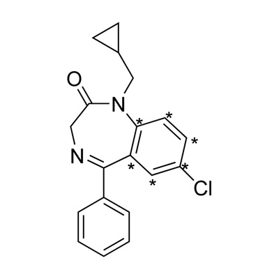 Prazepam (ring-[𝑎]-¹³C₆, 98%) 50 µg/mL in methanol, CP 95%