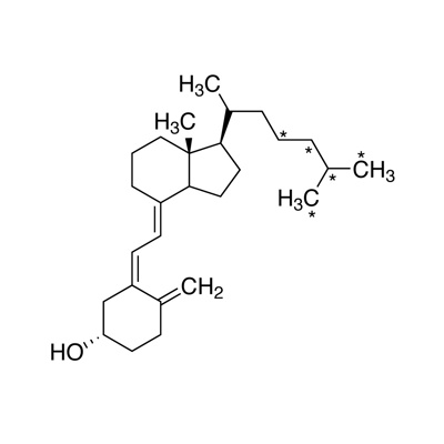 Vitamin D₃ (cholecalciferol) (23,24,25,26,26-¹³C₅, 98%) 1000 µg/mL in ethanol, CP 97%